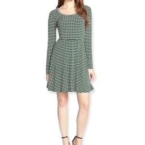 Michael michael kors Geometric‎ Long Sleeve Green Midi Dress Size Small